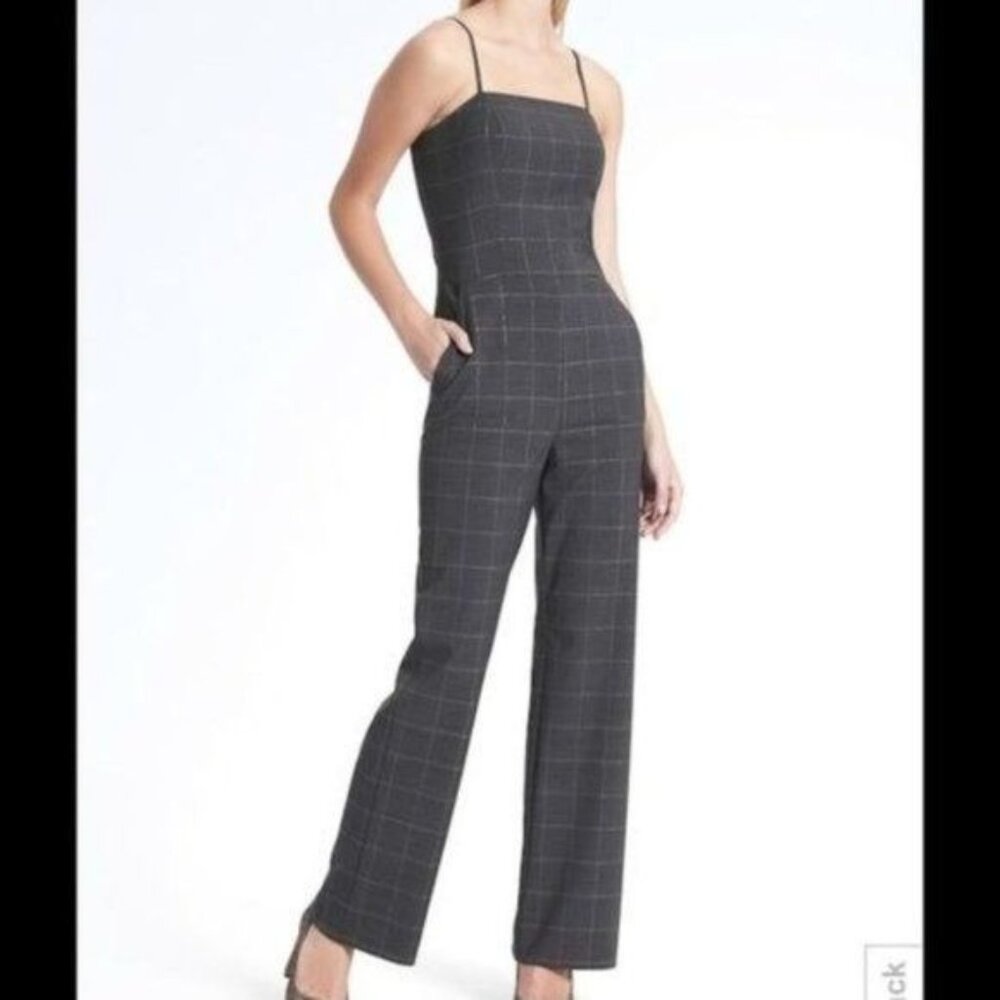 Banana Republic Black Checkered Jumpsuit